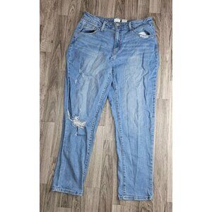 (3/$35) Time And Tru Womens Size 12 Regular Pockets Distressed Denim Blue Jeans